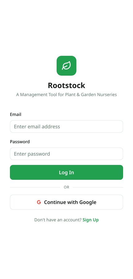 Rootstock login screen with email, password and Google sign-in