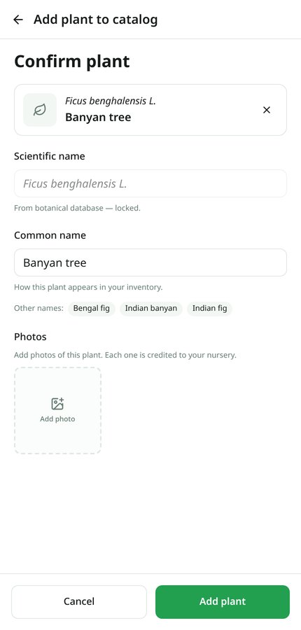 Add plant form with scientific name, common name, category and photos