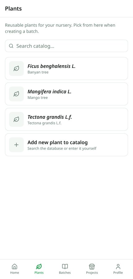 Plants list showing scientific names as the primary label