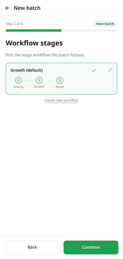 New batch step two, choosing a workflow