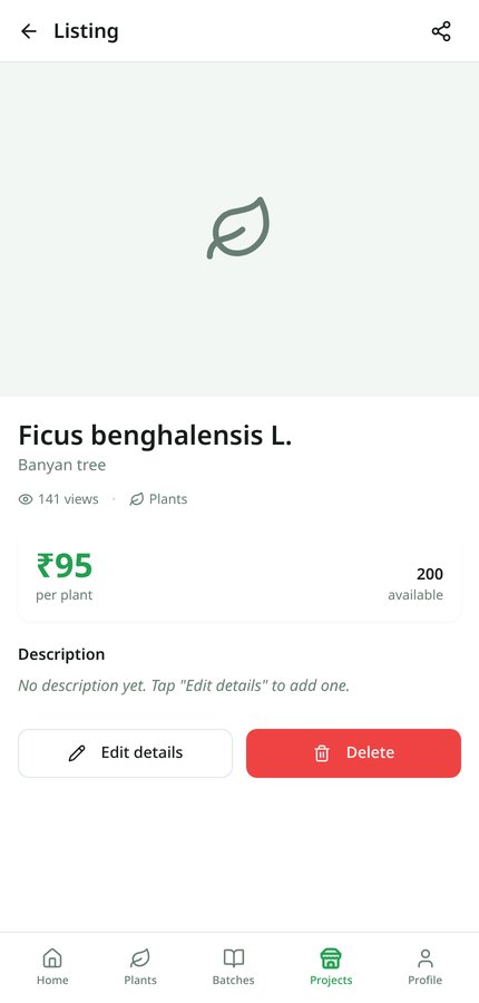 Listing detail page with photo, price, availability and views